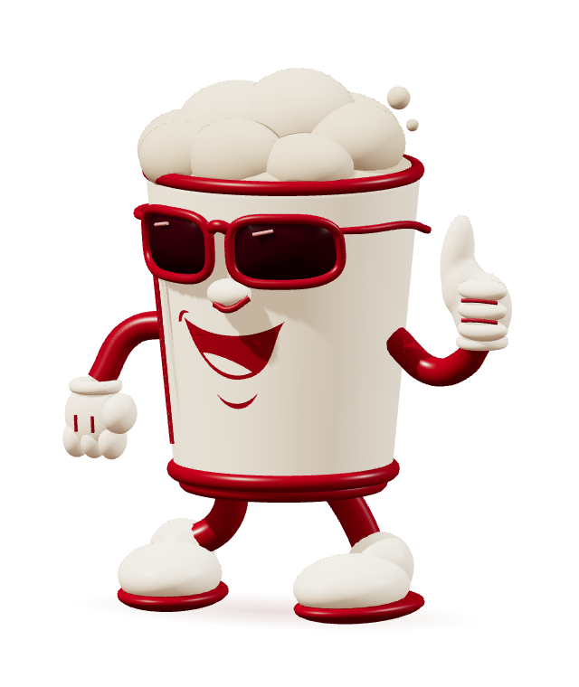 Ottawa Drinking Club mascot: a smiling beer glass with sunglasses, warm cream foam, gloves and shoes, giving a thumbs-up